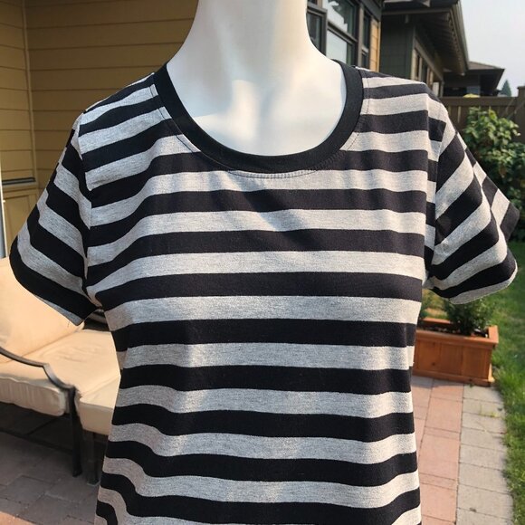 Bluenotes Striped Cotton T-Shirt Black+Gray Sz M - Picture 3 of 9